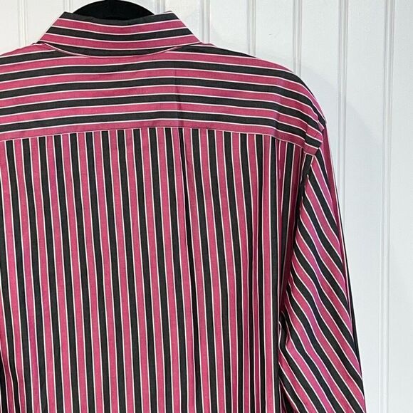 Michael Michael Kors Button Down Shirt Men Large Pink Stripped Long Sleeve - Picture 12 of 13